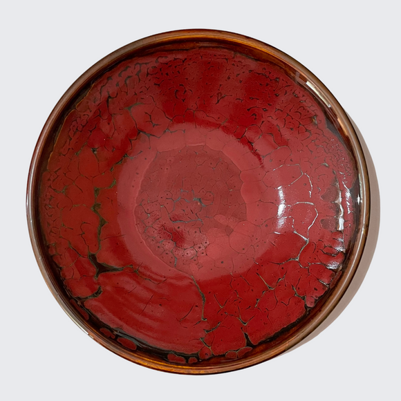 Fruit Bowl in Red Crackle glaze