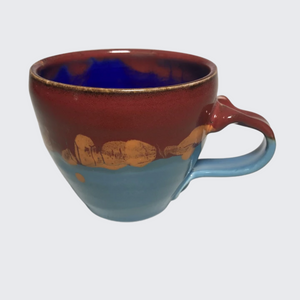 Tea Mugs in Red and Blue glaze